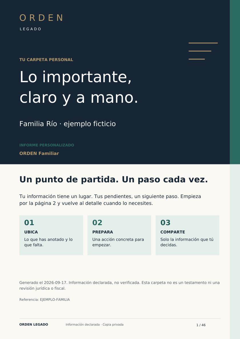 Portada de la muestra de ORDEN Familiar.